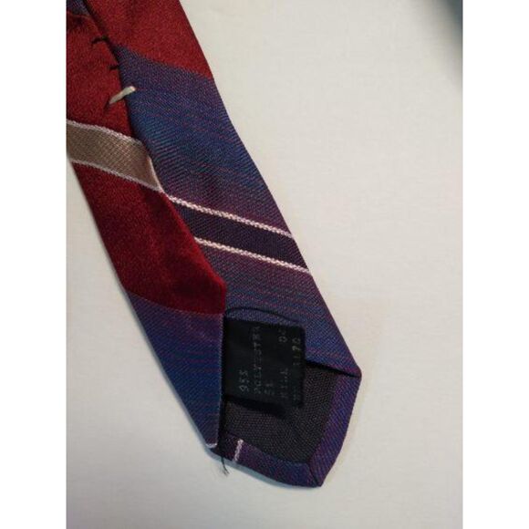 COLLECTIF Blue, Red and Tan Stripe Necktie Woven Tie - Picture 4 of 6